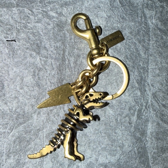 Coach Small Rexy 3D Skeleton Bag Charm Keychain in Brass NEW - Picture 3 of 16